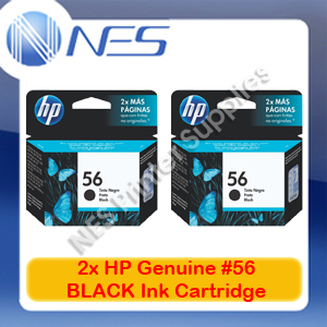 2x HP Genuine #56 BLACK Ink Cartridge for Photosmart 7960w/7760/7450 (C6656A)